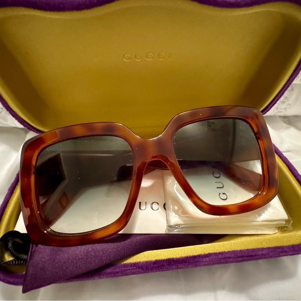 Gucci Oversized Square Sunglasses Havana GG0141S 002